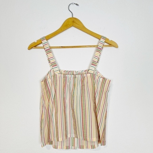 NWOT Madewell Button-Front Cami Tank in Textural Rainbow Stripe - Picture 4 of 7
